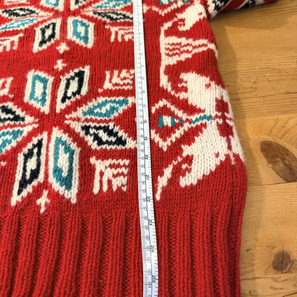 Vintage Rare Ralph Lauren Hand-Knit Nordic Snowflake 90s Polo Sweater - Picture 7 of 8